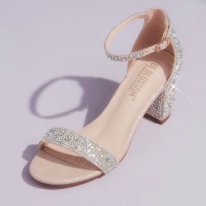 David’s Bridal Cale Allover Crystal Glitter Block Heel Sandals